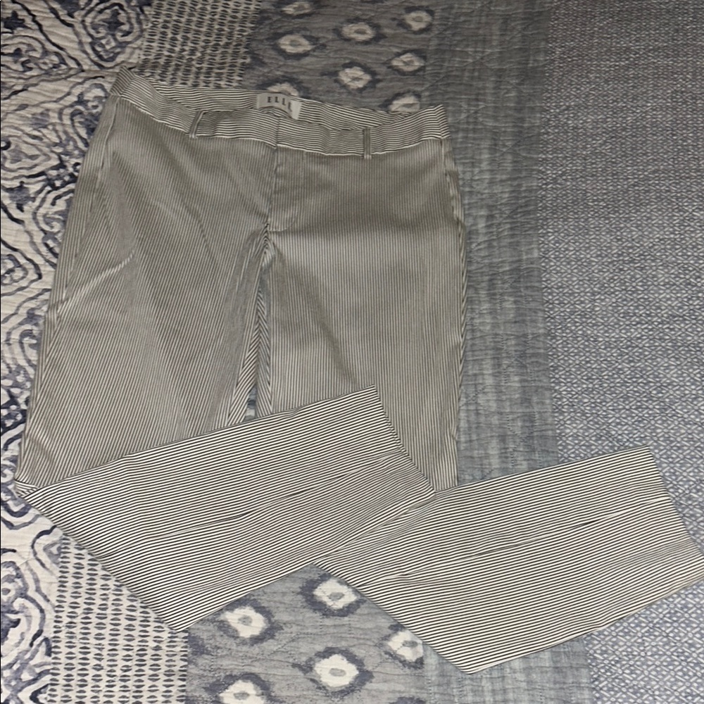 Striped White and Black Cropped Pants